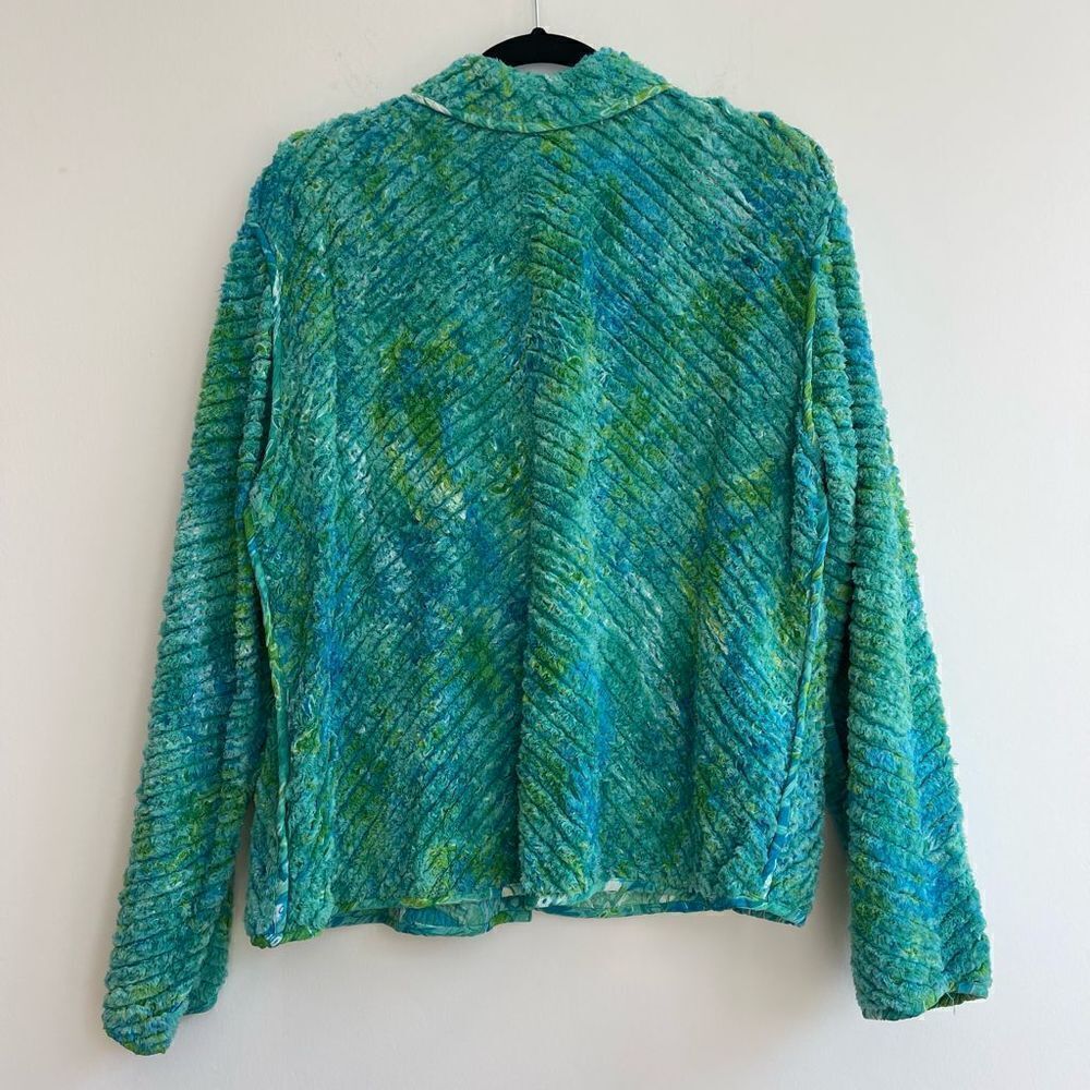 Green and Blue Diagonal Textured Button Down Shacket Size medium - Picture 4 of 6